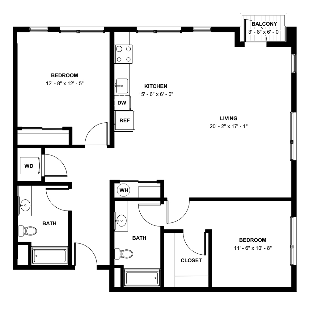2-2C Plus floor plan