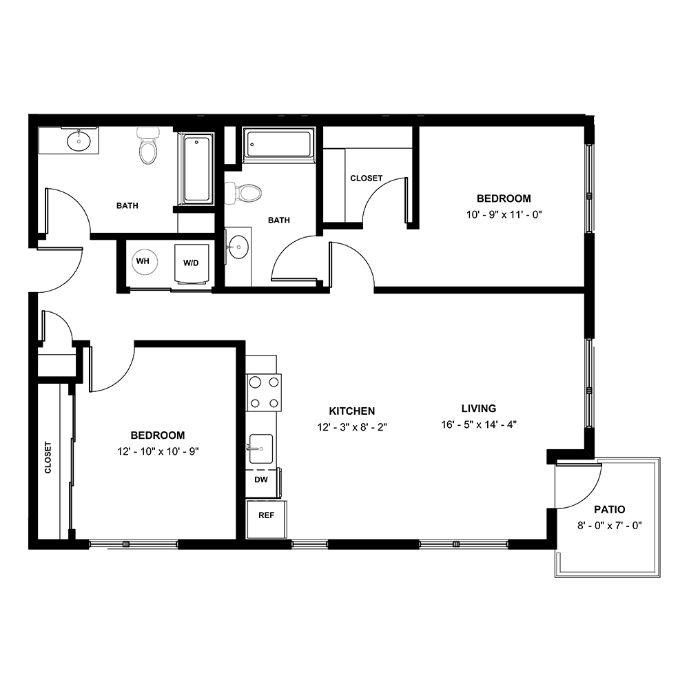 2-2B floor plan