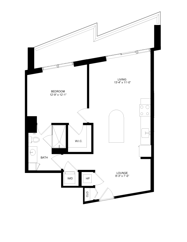 1 Bed-1 Bath-10 floor plan