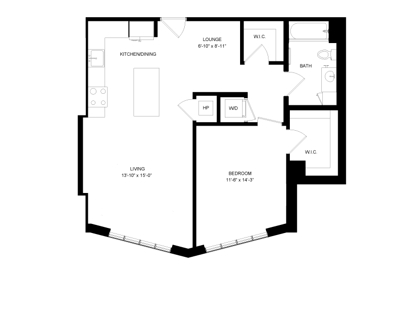 1 Bed-1 Bath-P15 floor plan
