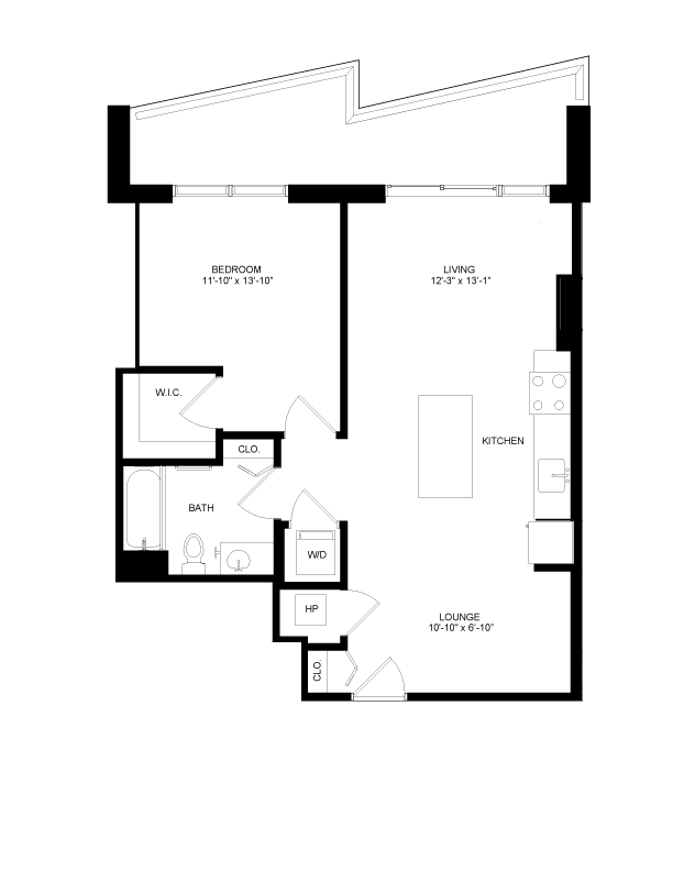 1 Bed-1 Bath-6 floor plan