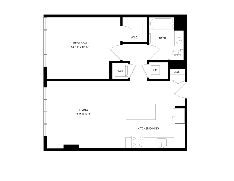 1 Bed-1 Bath-P3 floor plan
