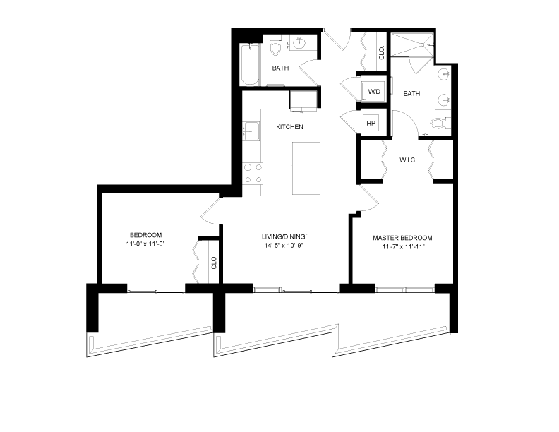 2 Bed-2 Bath-5 floor plan