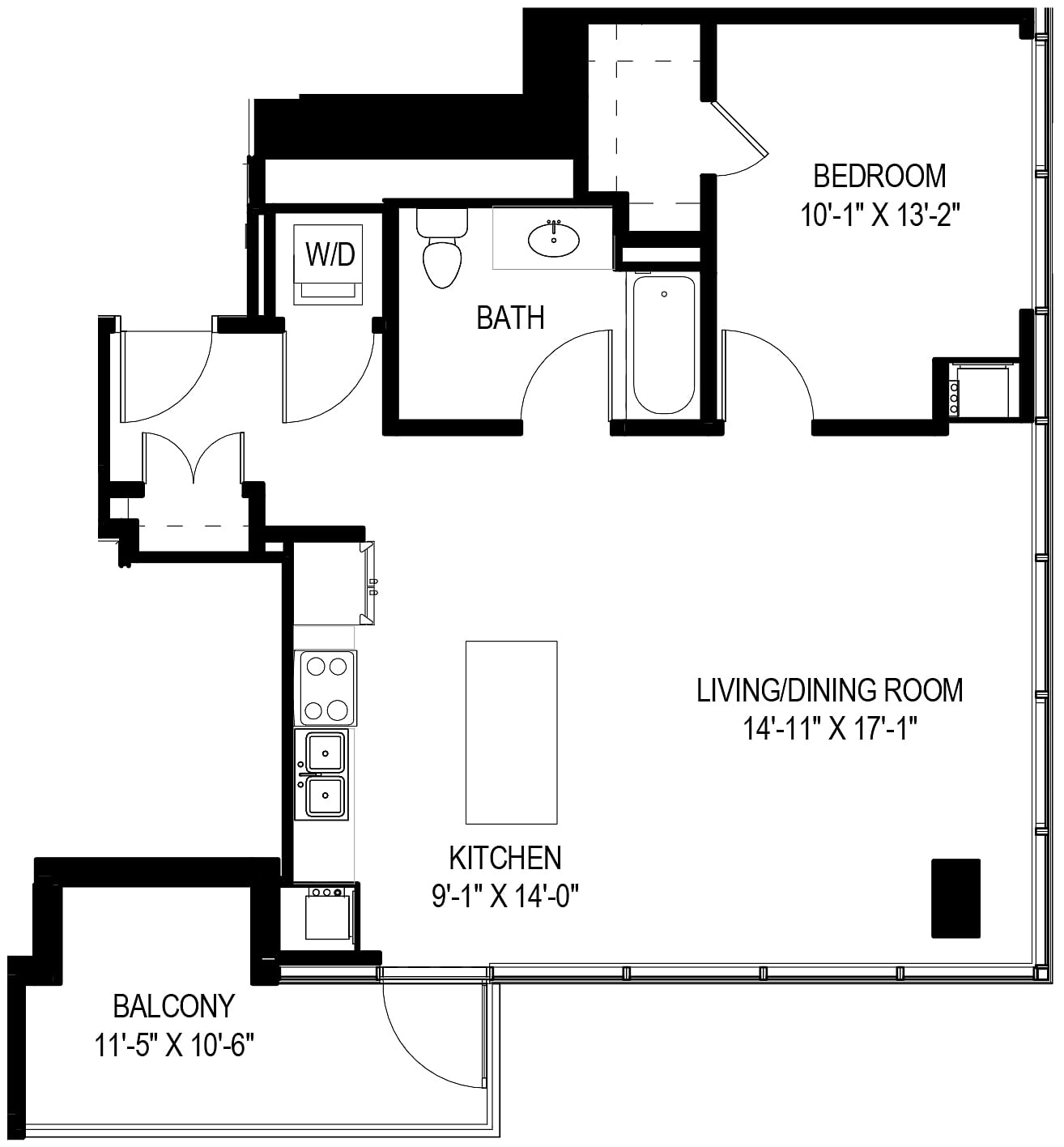 1 Bed/1 Bath-13 floor plan