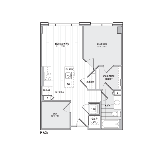 1Bed/1Bath-P-A2b floor plan