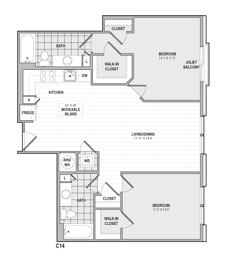 2Bed/2BathC14 floor plan