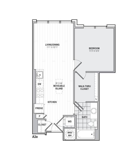 1Bed/1Bath-A3a floor plan