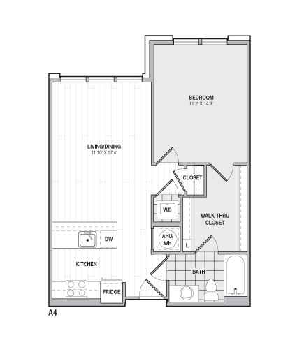 1Bed/1Bath-A4 floor plan