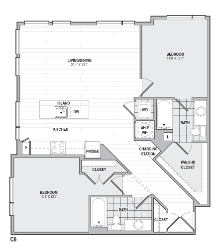 2Bed/2Bath-C6 floor plan