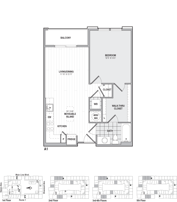 1Bed/1Bath-A1 floor plan