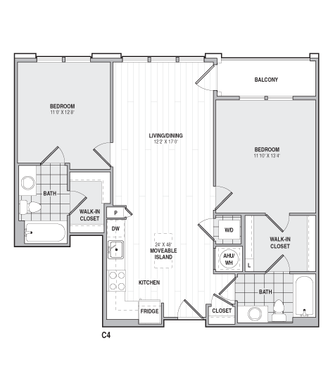 2Bed/2Bath-C4 floor plan