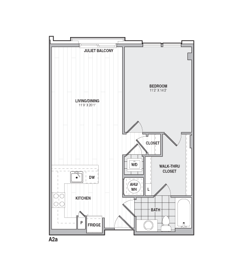1Bed/1Bath-A2a floor plan