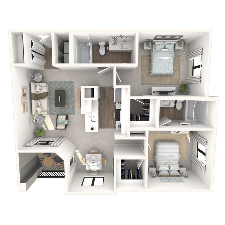 2x2 B2 floor plan