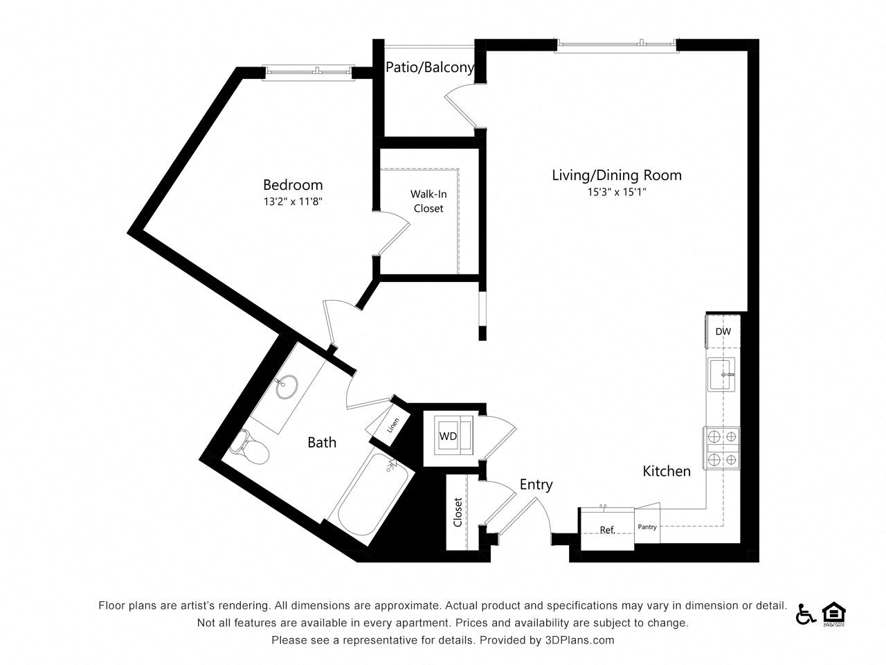 1P floor plan