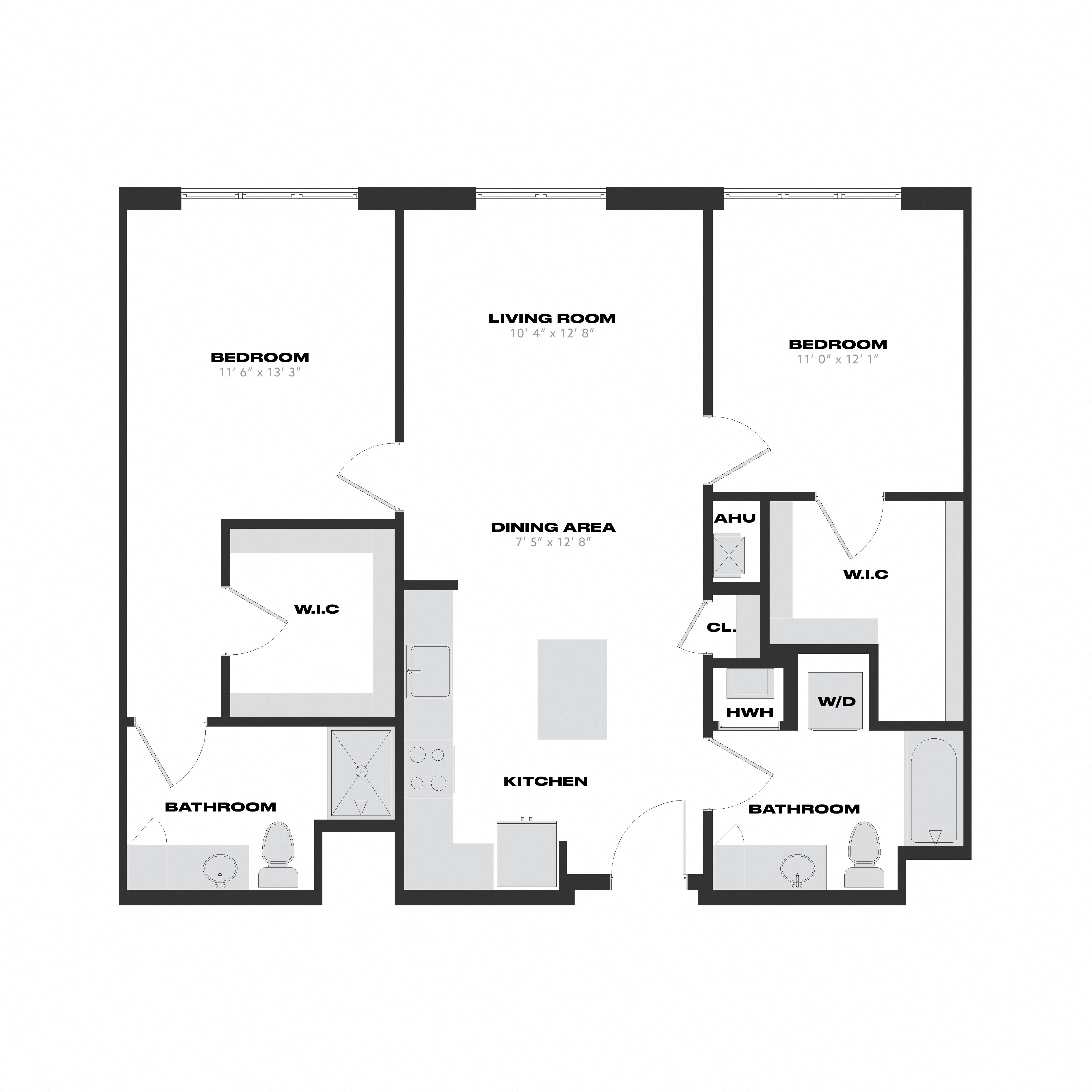 2 Bed/2 Bath-B6 floor plan