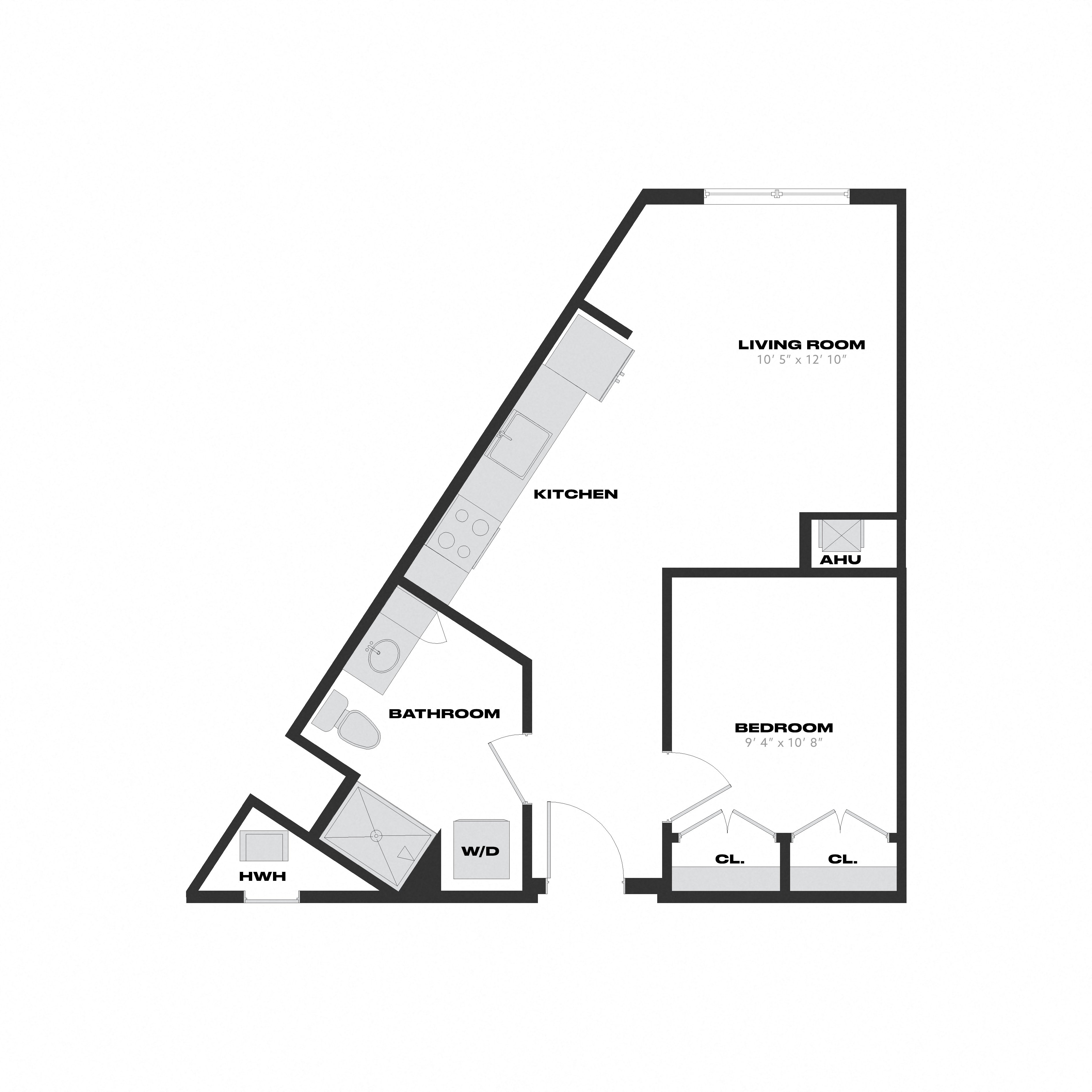 1 Bed/1 Bath-J2 floor plan