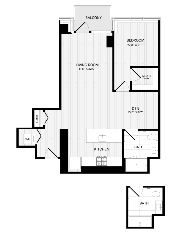 1 Bed/1 Bath Den-2A-2 floor plan
