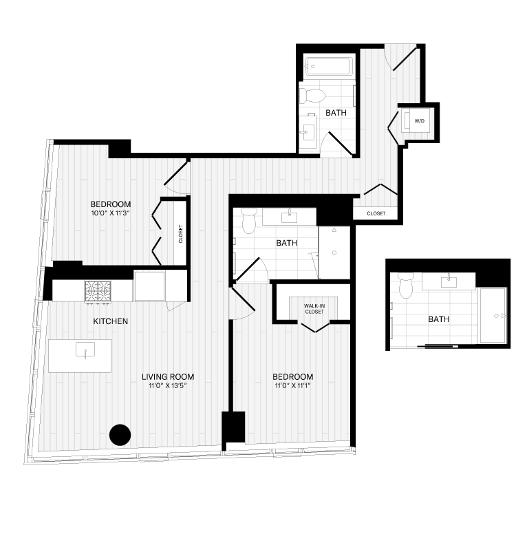 2 Bed/2 Bath-2A-3 floor plan
