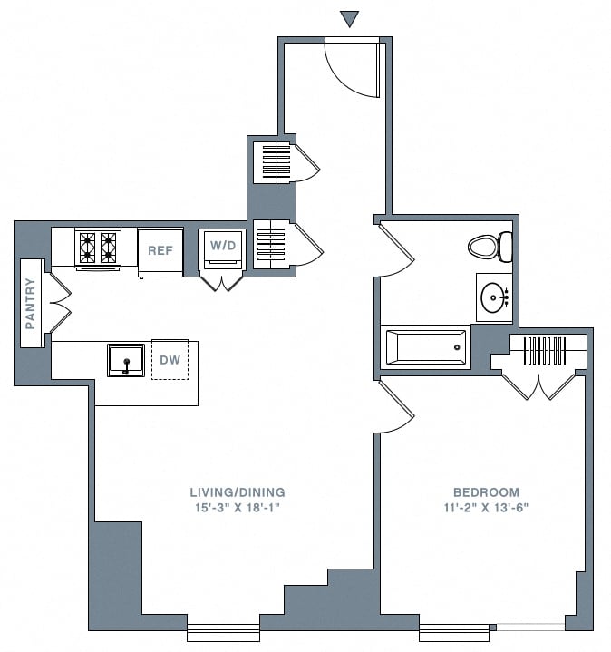 1 Bed_1 Bath-22-32 H floor plan