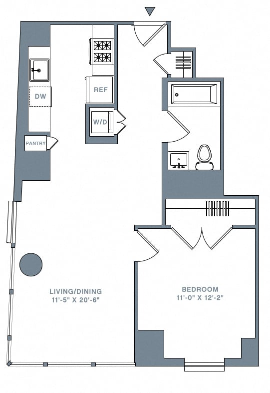 1 Bed_1 Bath-52-60 D floor plan
