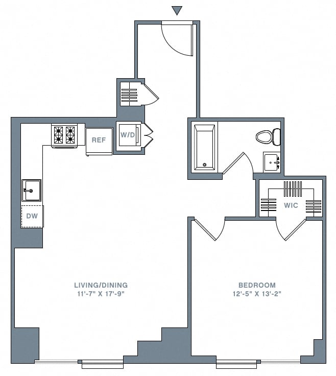 1 Bed_1 Bath-52-60 F floor plan