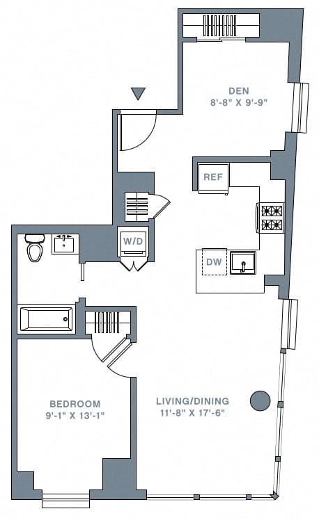 1 Bed_1 Bath-52-60 G floor plan