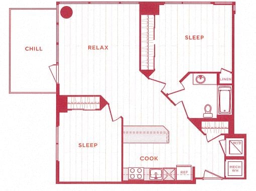 2 Bed/1 Bath s-b02 floor plan