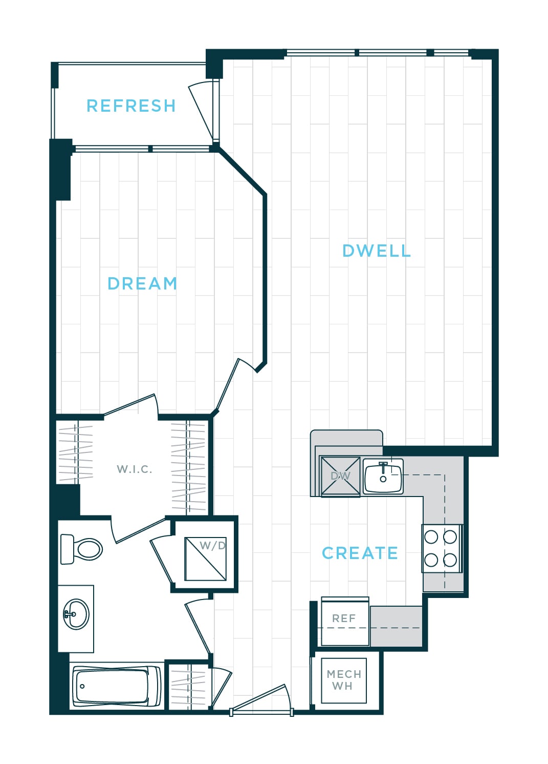 1 Bed/1 Bath sl-a11 floor plan