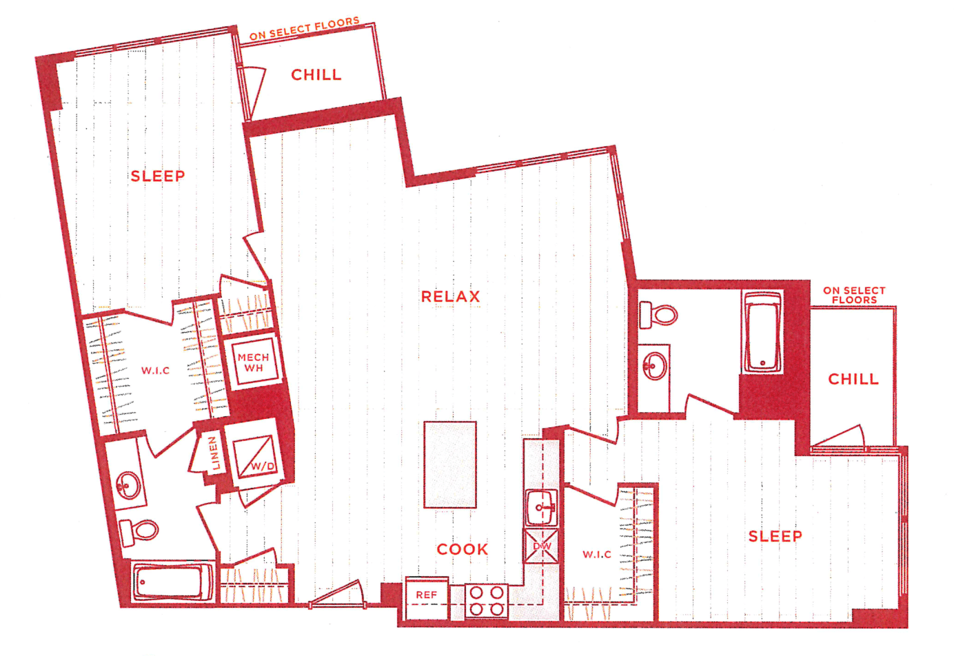 2 Bed/2 Bath s-b13 floor plan