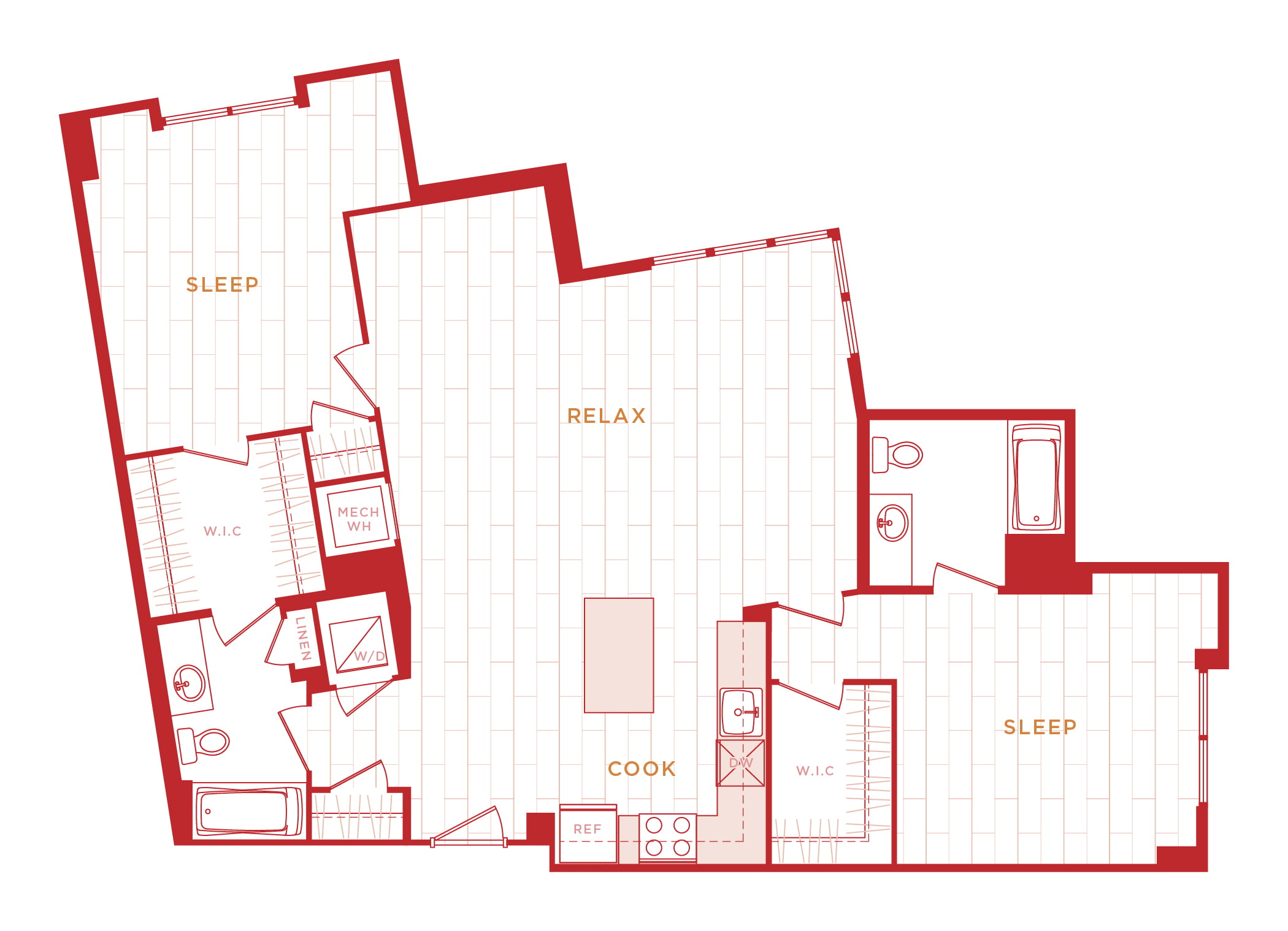 2 Bed/2 Bath s-b13a floor plan