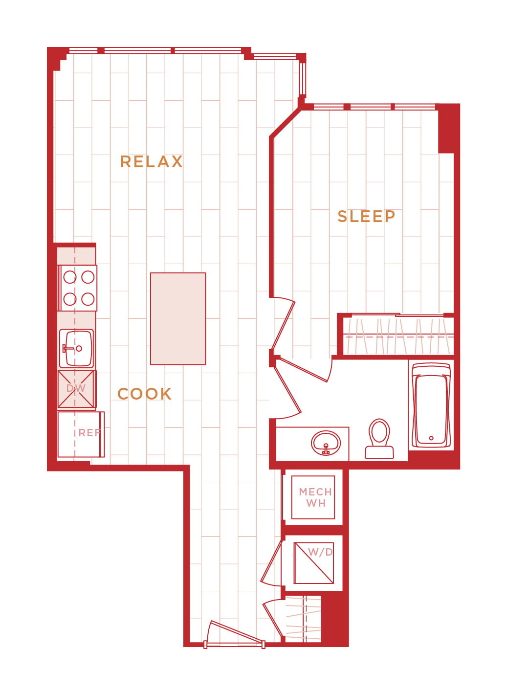 1 Bed/1 Bath s-a03 floor plan