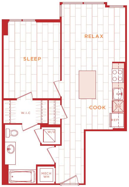 1 Bed/1 Bath s-a05 floor plan