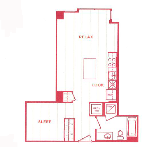 1 Bed/1 Bath s-a04a floor plan