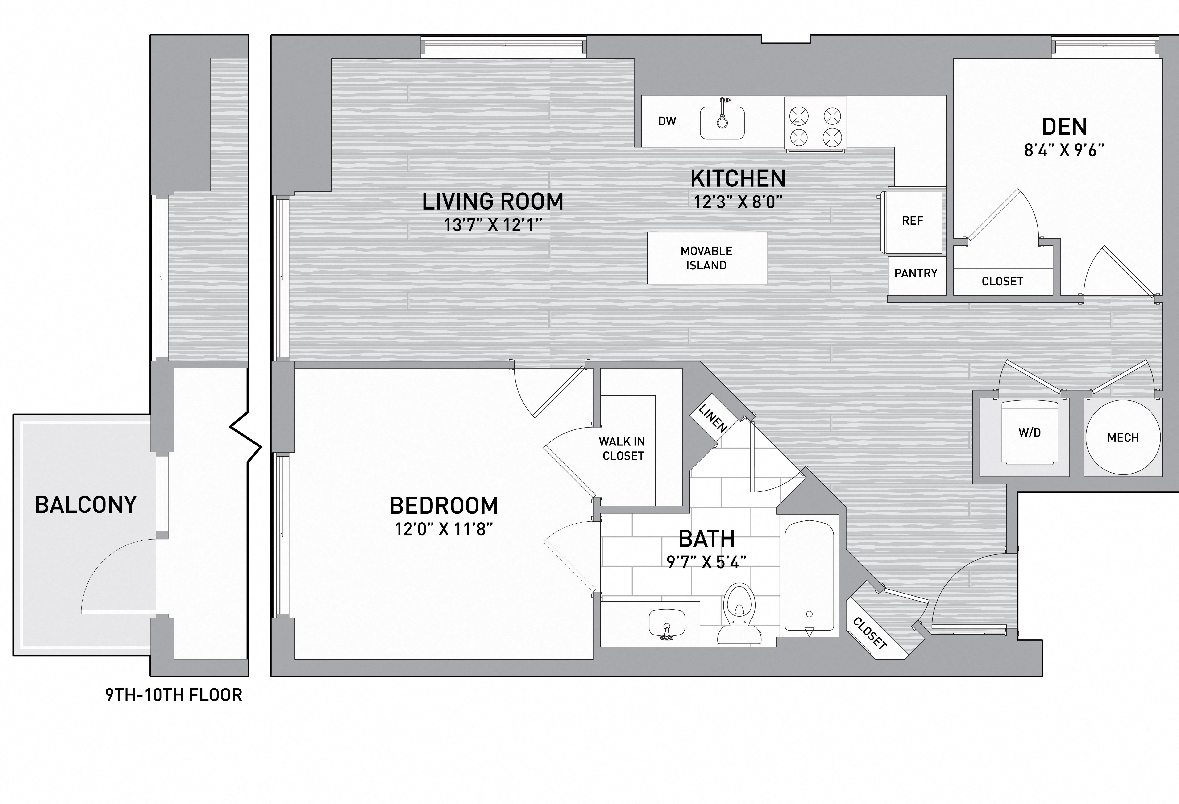 1 Bed1 BathDen DEN B floor plan