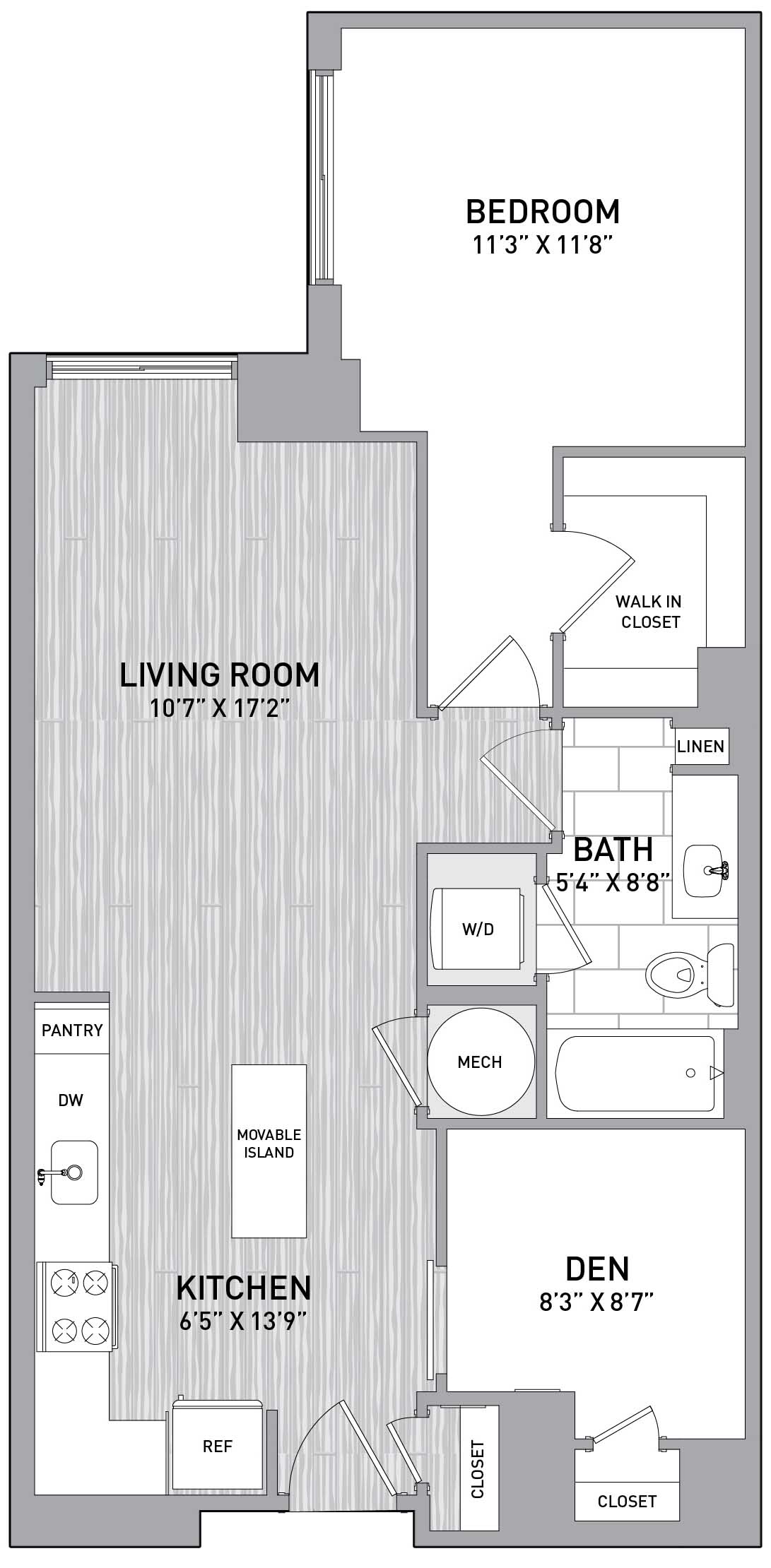 1 Bed1 BathDen DEN A floor plan