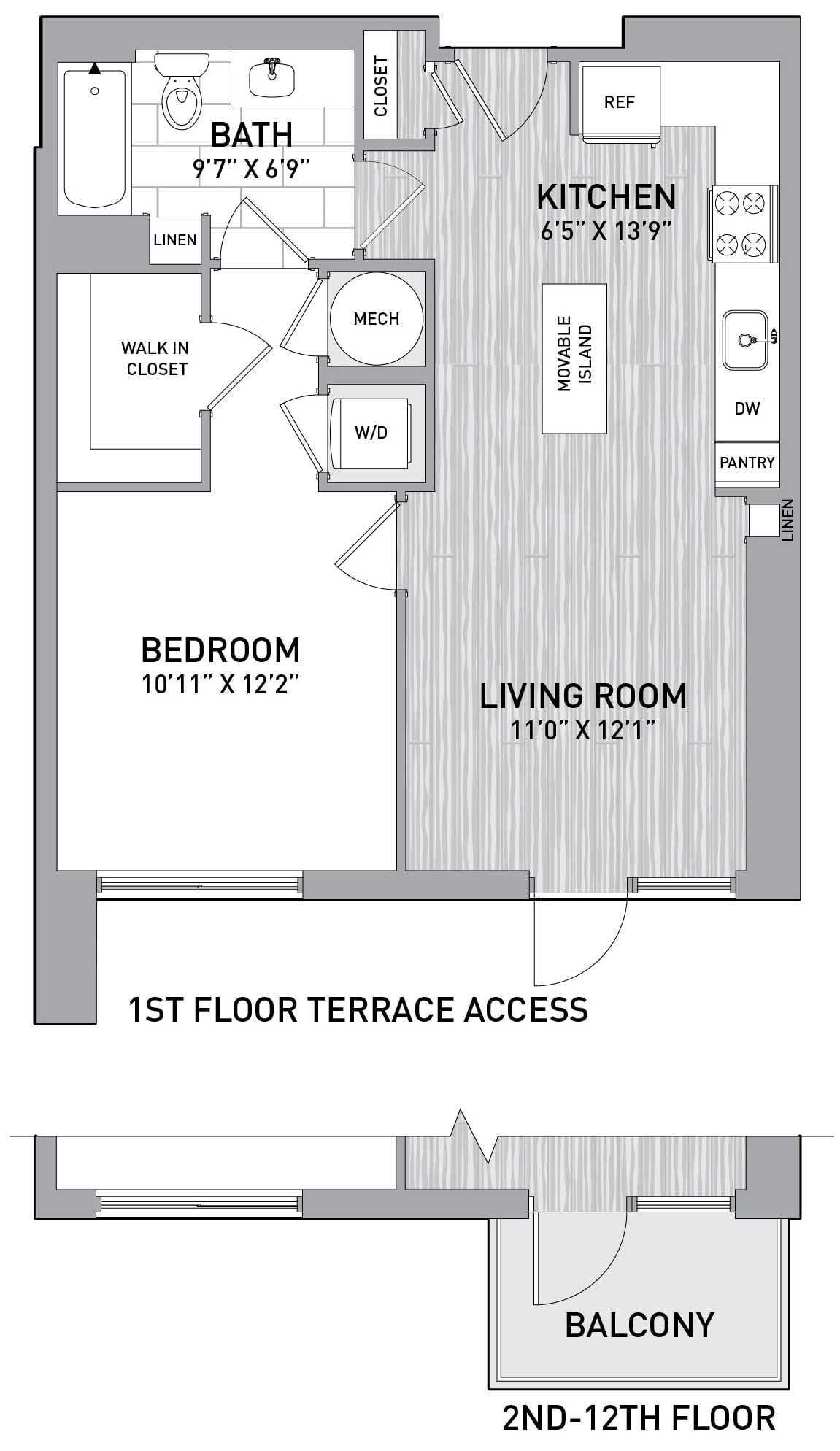 1 Bed1 Bath A3 floor plan