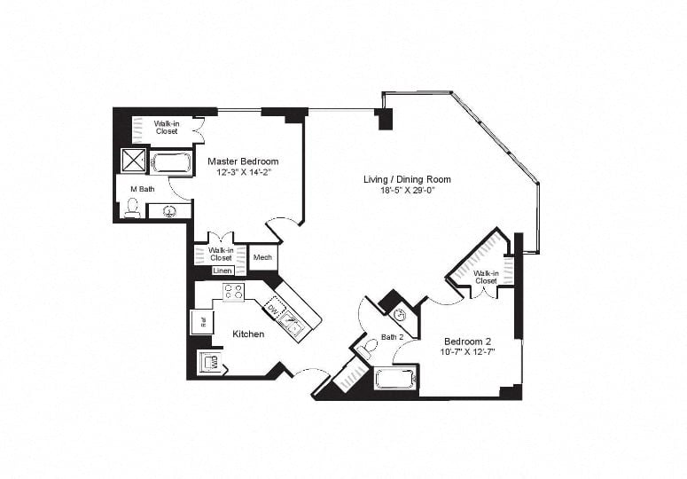 2 Bed/2 Bath-B14 floor plan