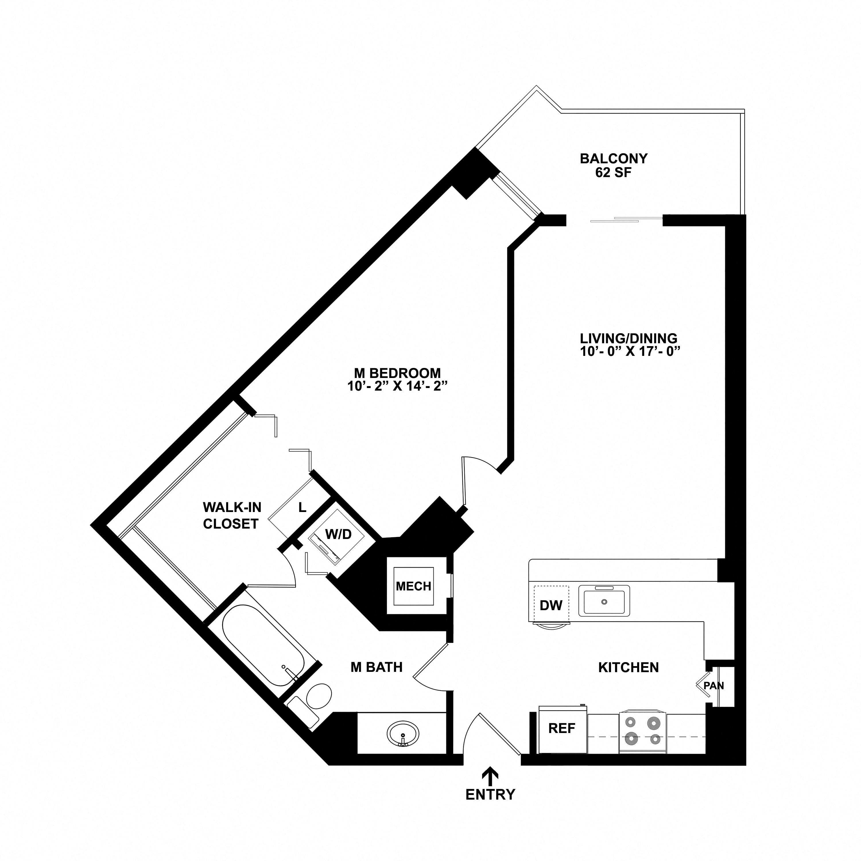 1 Bed/1 Bath-A02 floor plan