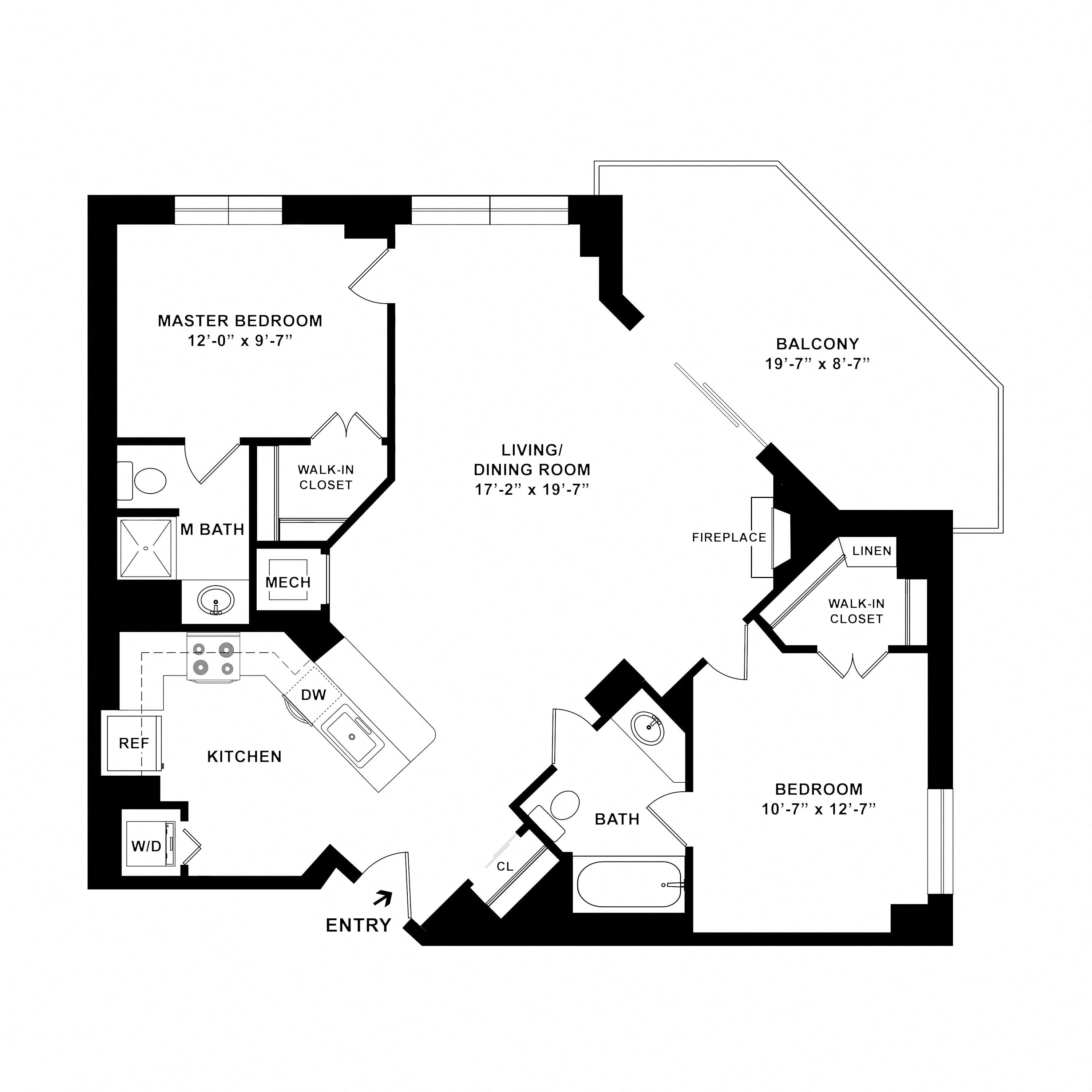 2 Bed/2 Bath-B02R floor plan