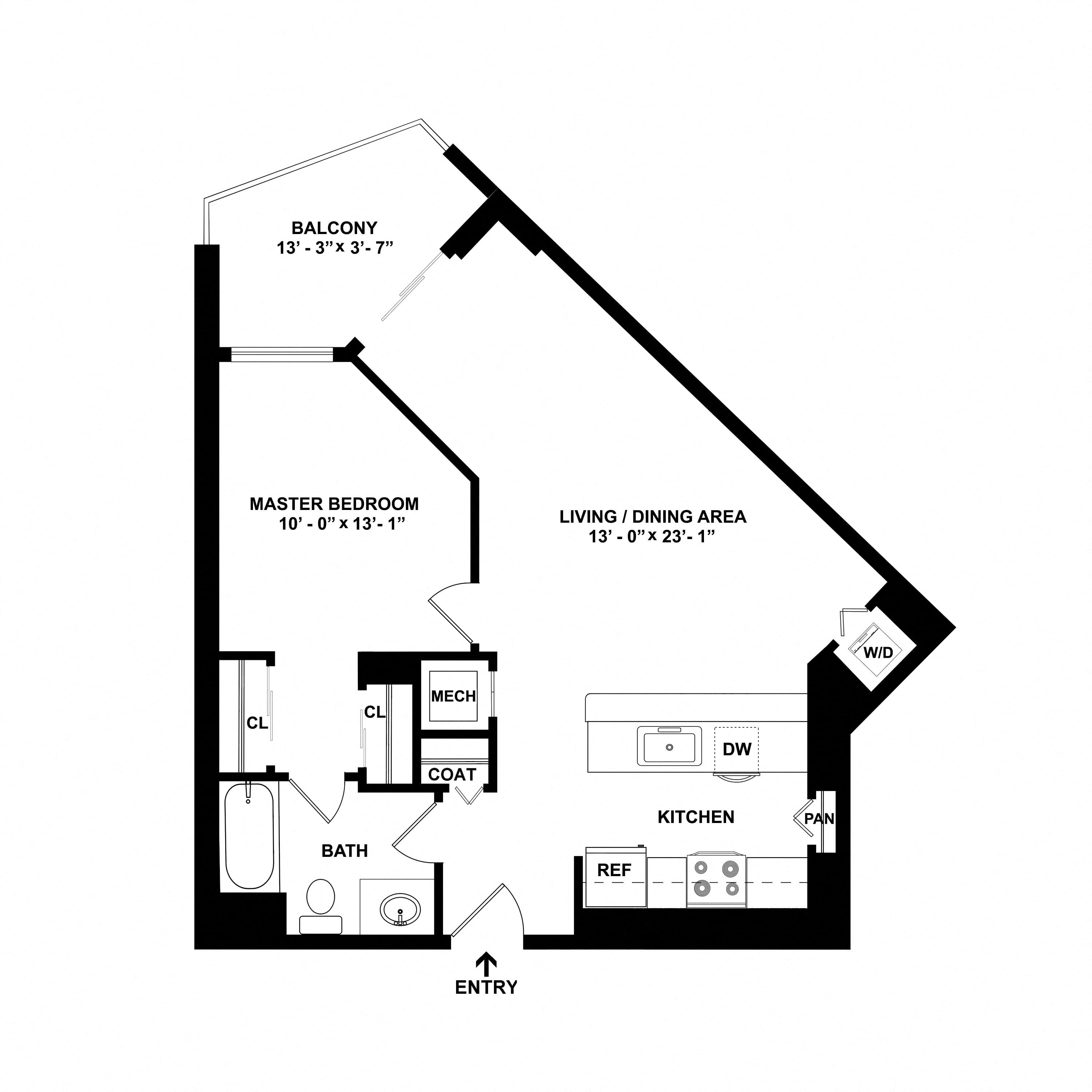 1 Bed/1 Bath-A07 floor plan
