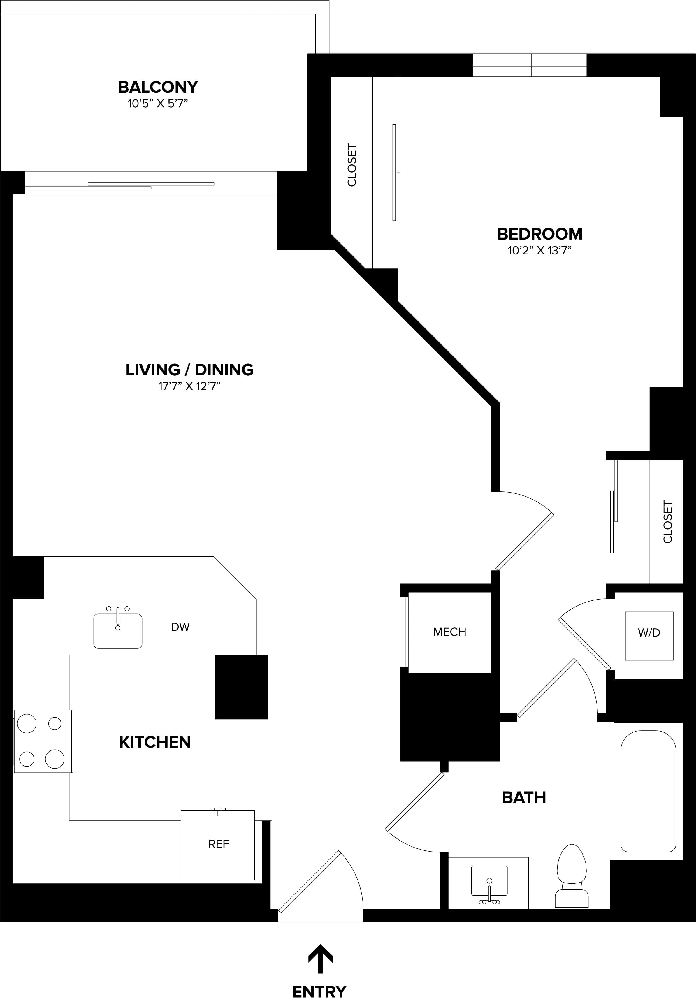 1 Bed/1 Bath-A14 floor plan