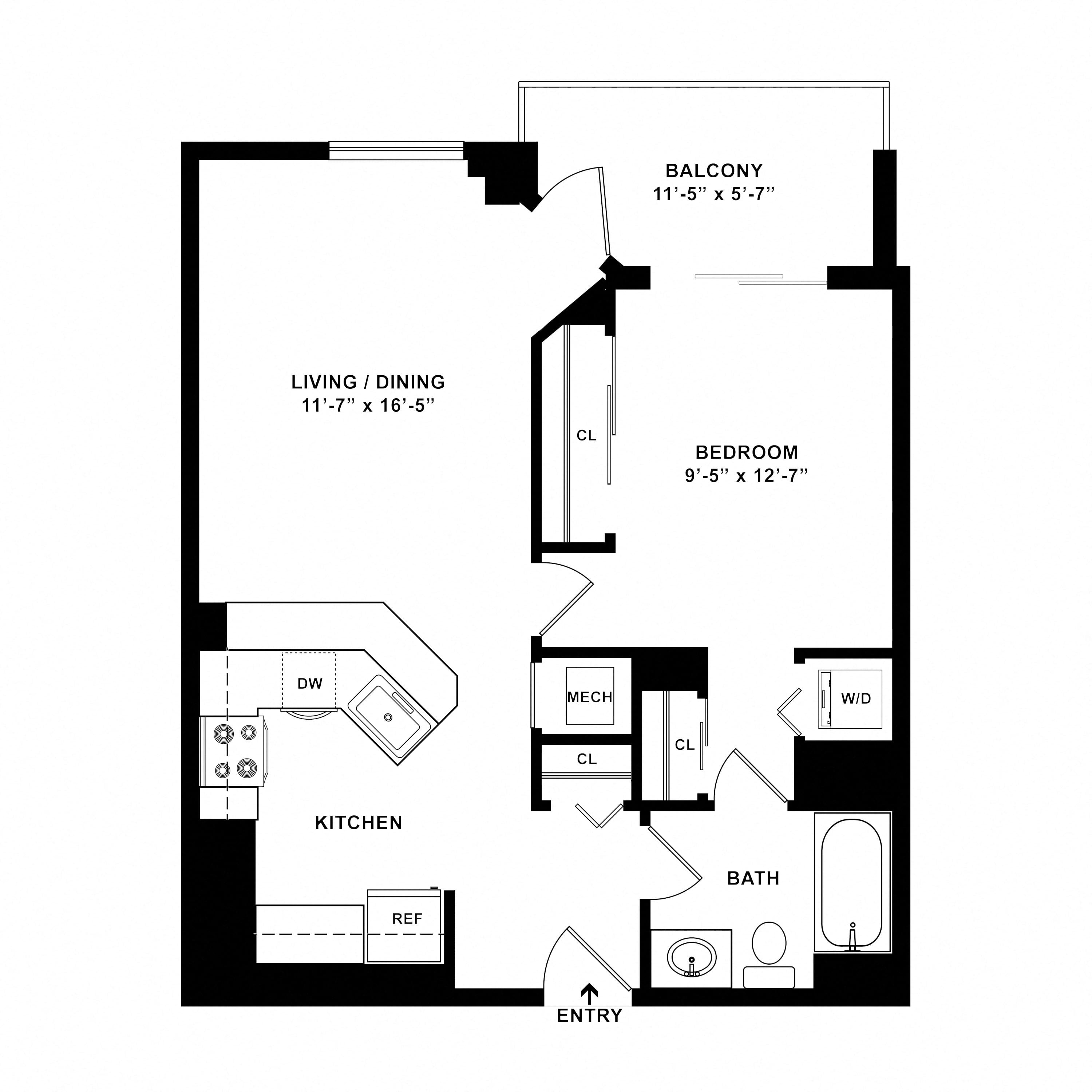 1 Bed/1 Bath-A03 floor plan