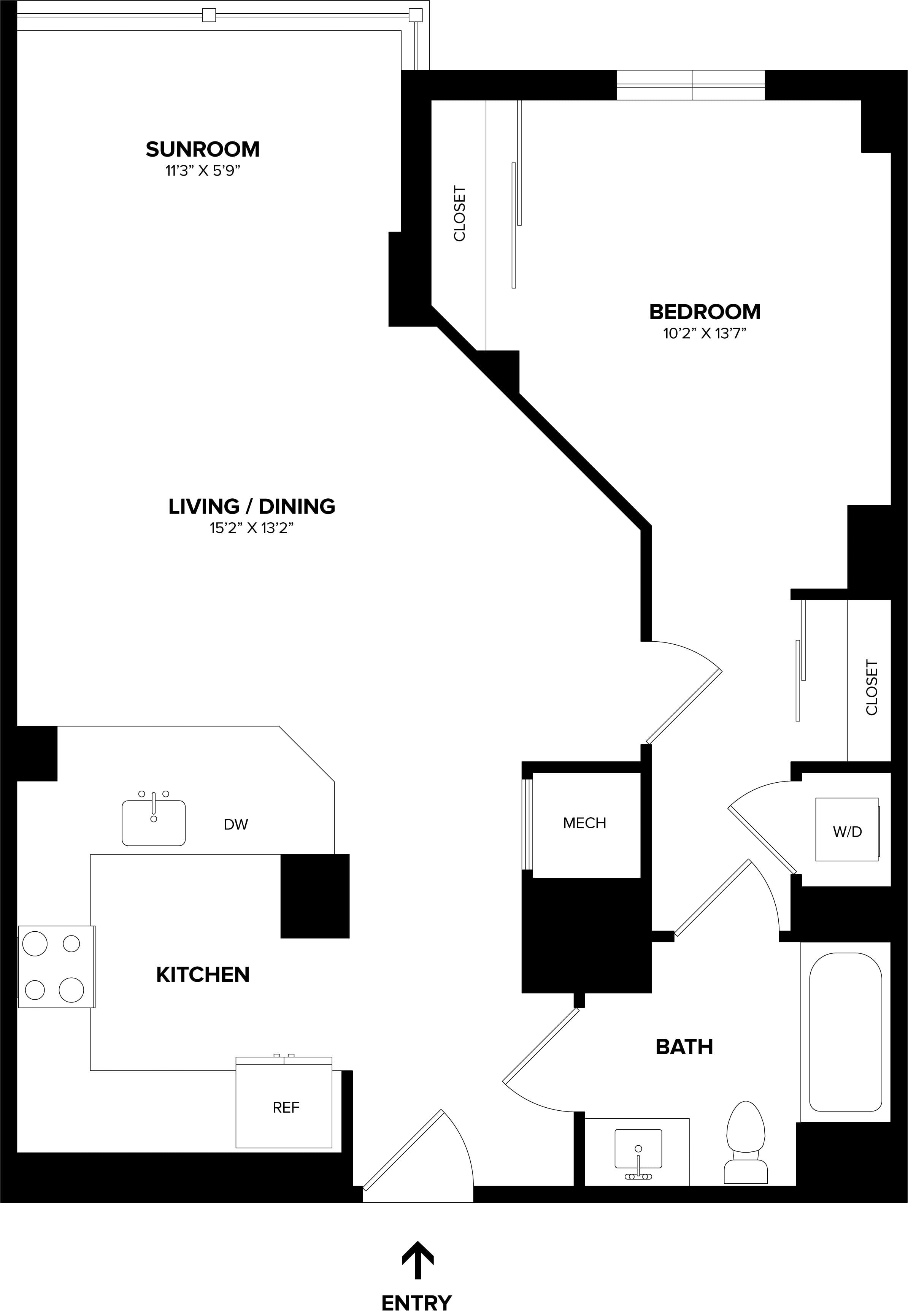 1 Bed/1 Bath-A14R floor plan