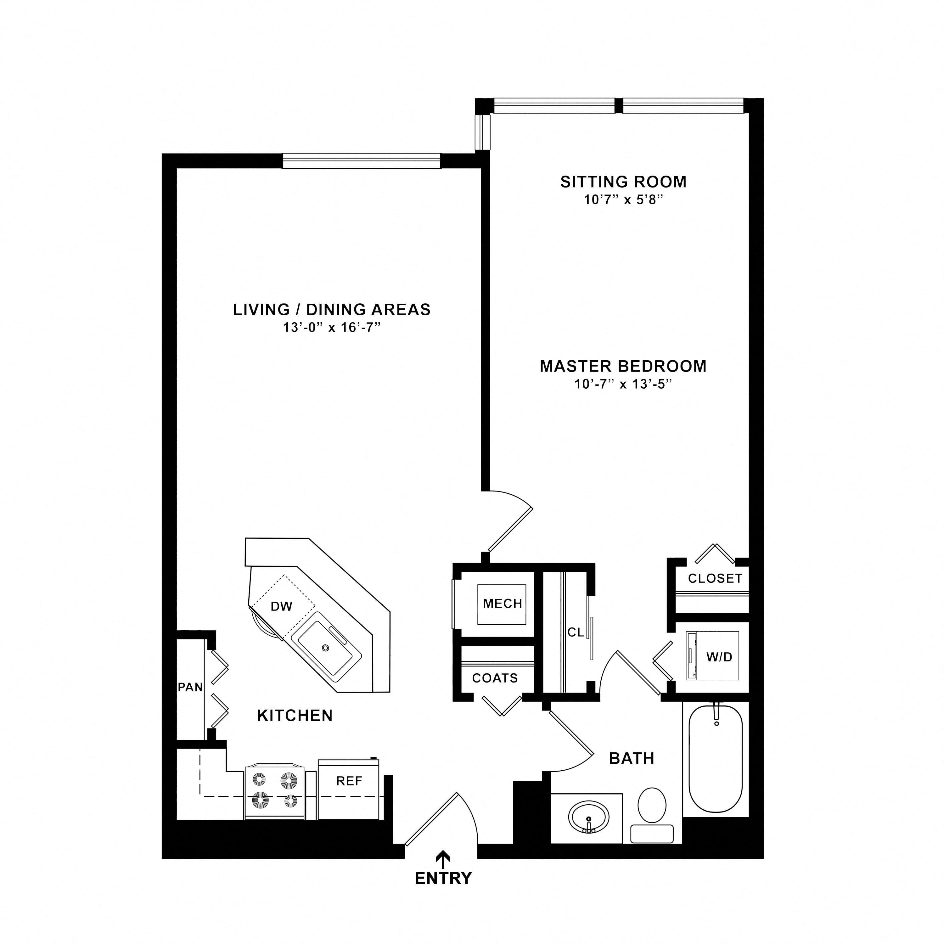 1 Bed/1 Bath-A08R floor plan