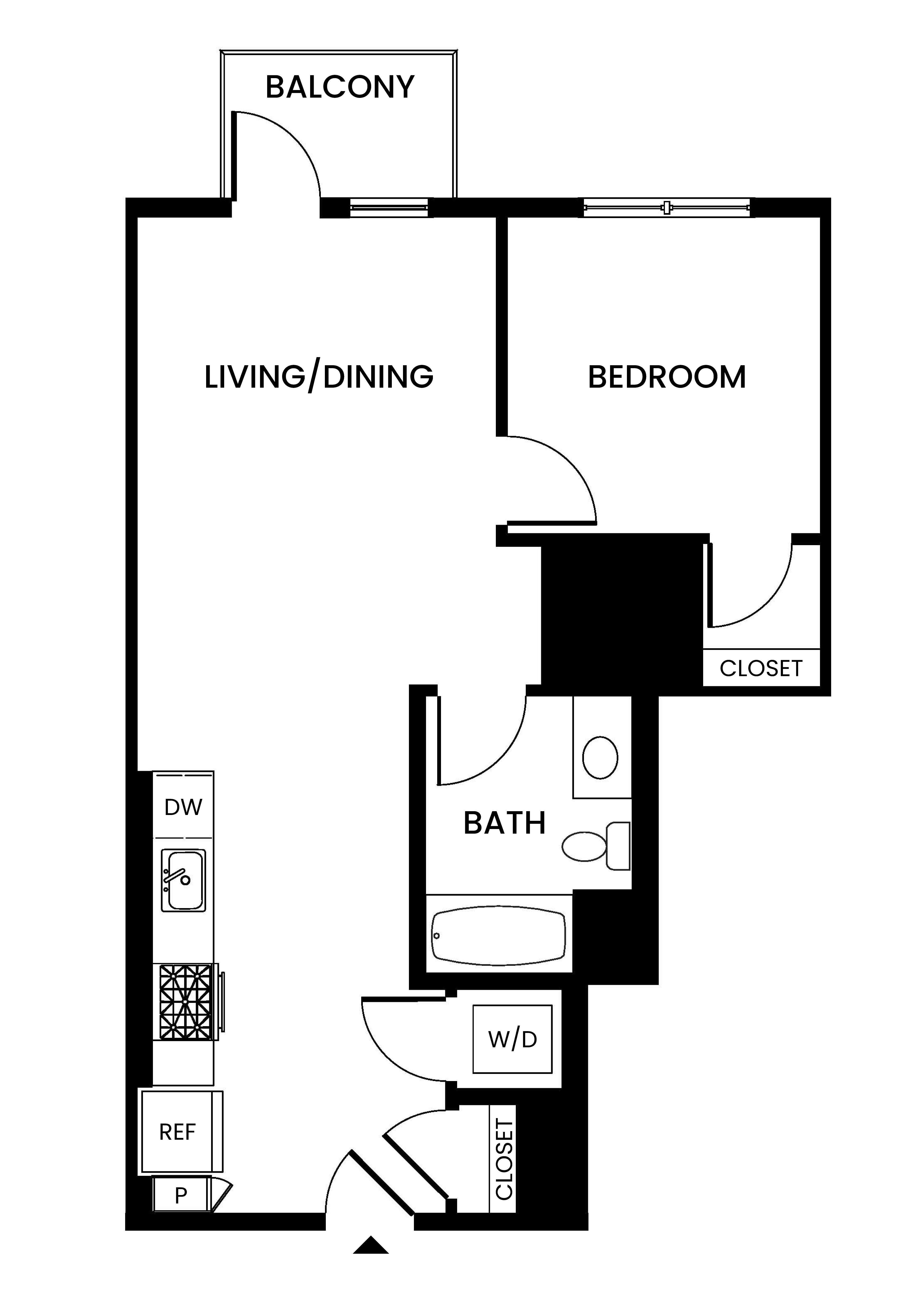 1 Bed/1 Bath-A1.2 floor plan