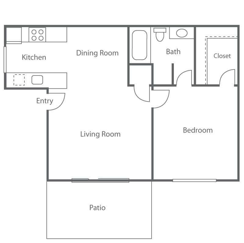 1 Bed/1 Bath floor plan