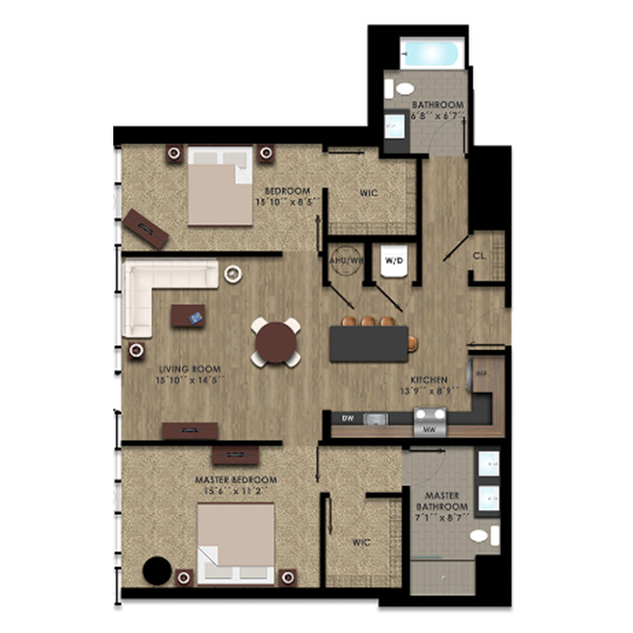 2-Q - No balcony floor plan