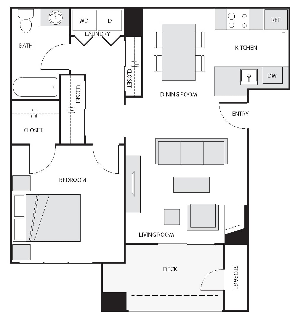 1 Bed/1 Bath-A floor plan