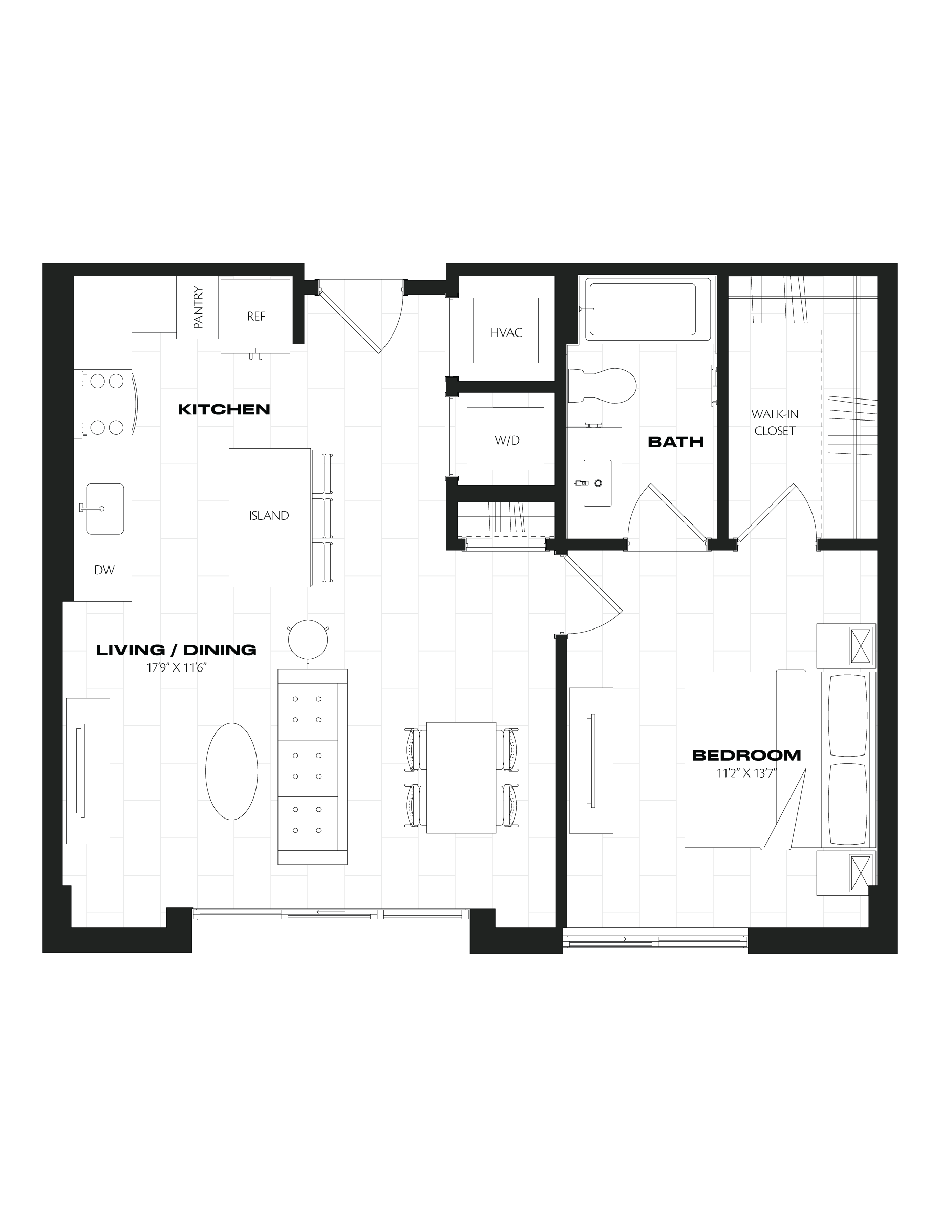 1 Bed/1 Bath-B6.1.1 floor plan