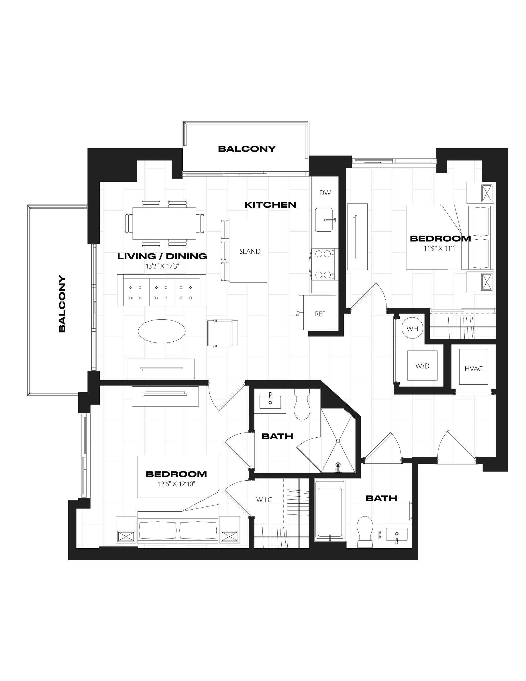 2 Bed/2 Bath-C2.1.1 floor plan